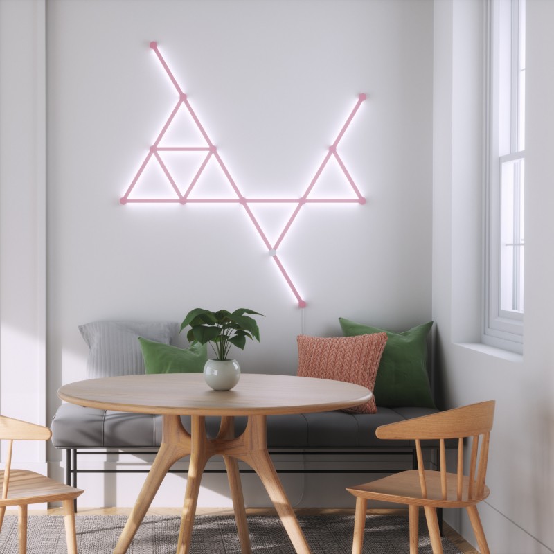 Nanoleaf Pink Lines Thread enabled color changing smart modular backlit light lines. 18 pack. Has expansion pack, flex connector, and skins accessories. HomeKit, Google Assistant, Amazon Alexa, IFTTT.