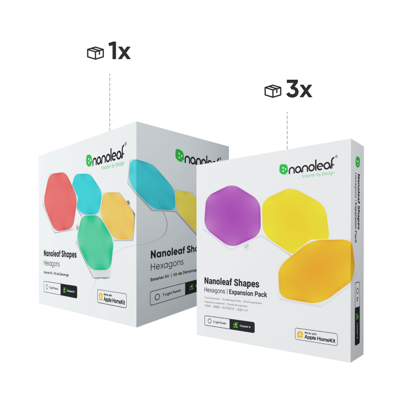 Nanoleaf Shapes Thread enabled color changing hexagon smart modular light panels. 16 pack. Similar to Philips Hue, Lifx. HomeKit, Google Assistant, Amazon Alexa, IFTTT.