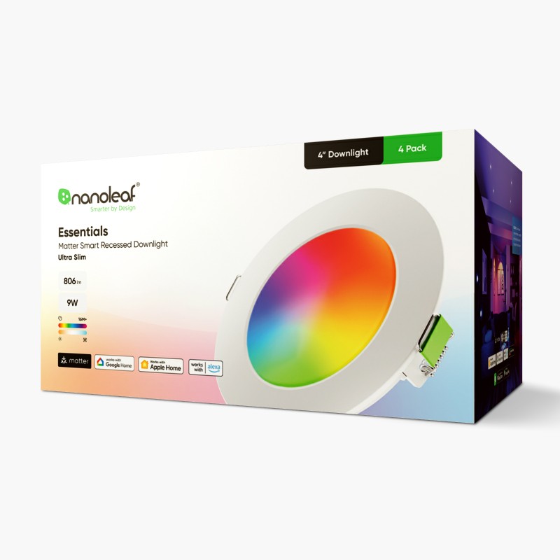 Nanoleaf Essentials Thread enabled color changing smart light bulbs.