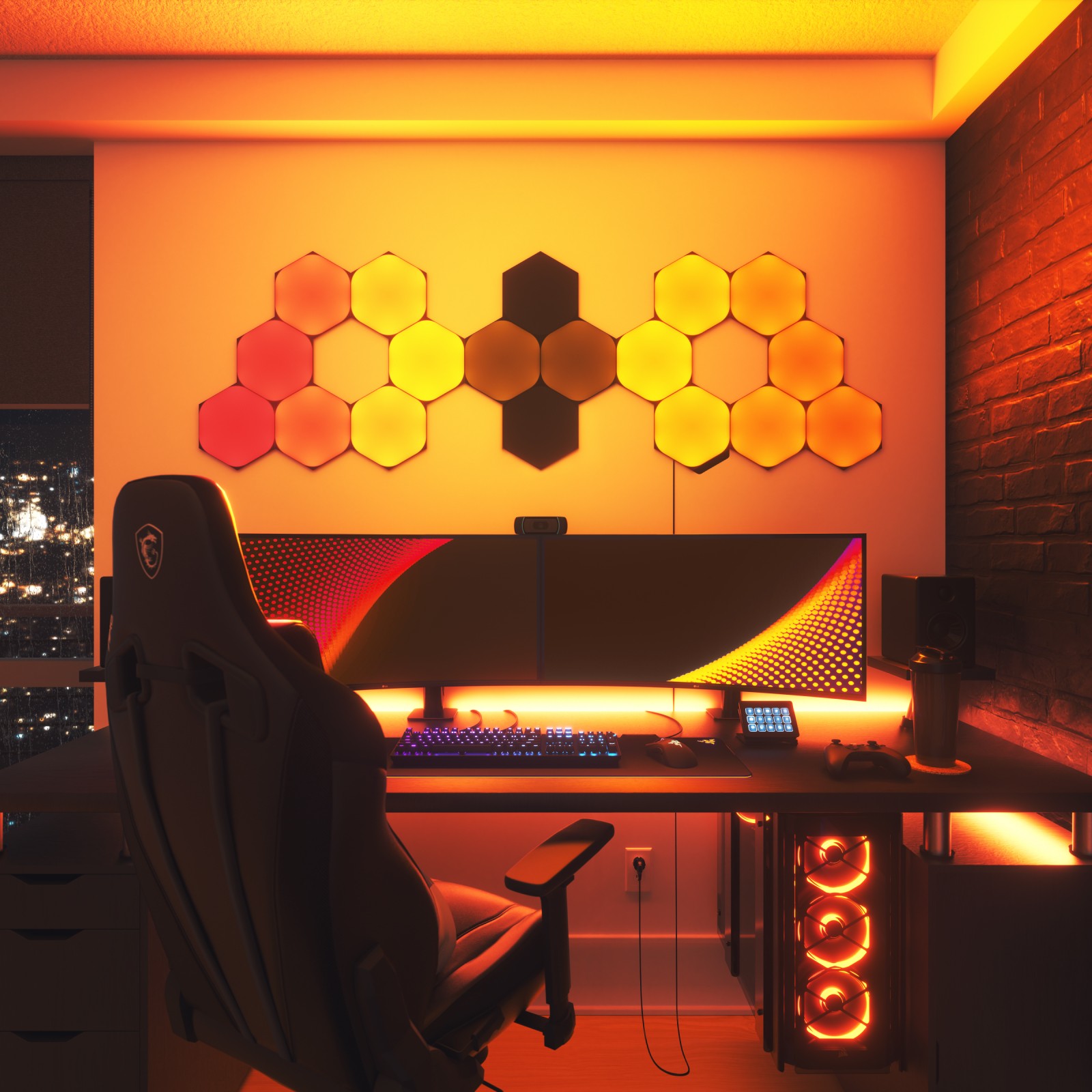 Nanoleaf day sale black hexagon 18pk environment image